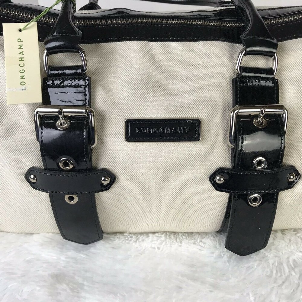 LONGCHAMP Twill & Leather Medium Duffle Tote - Picture 8 of 12
